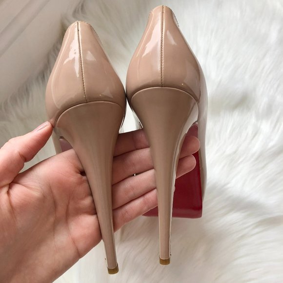 Christian Louboutin Nude Palais Royal 120 Patent Leather Open Toe Heel Size 38.5 - Picture 9 of 14